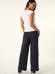 Roman White Petite Textured Stretch Blouses - Image 3 of 5