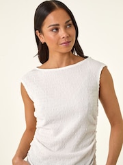 Roman White Petite Textured Stretch Blouses - Image 4 of 5