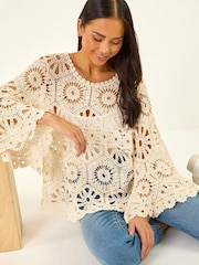 Roman Natural Crochet Top - Image 1 of 5