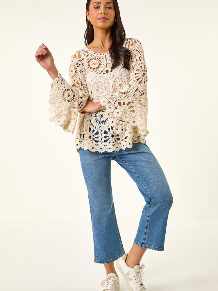 Roman Natural Crochet Top - Image 2 of 5