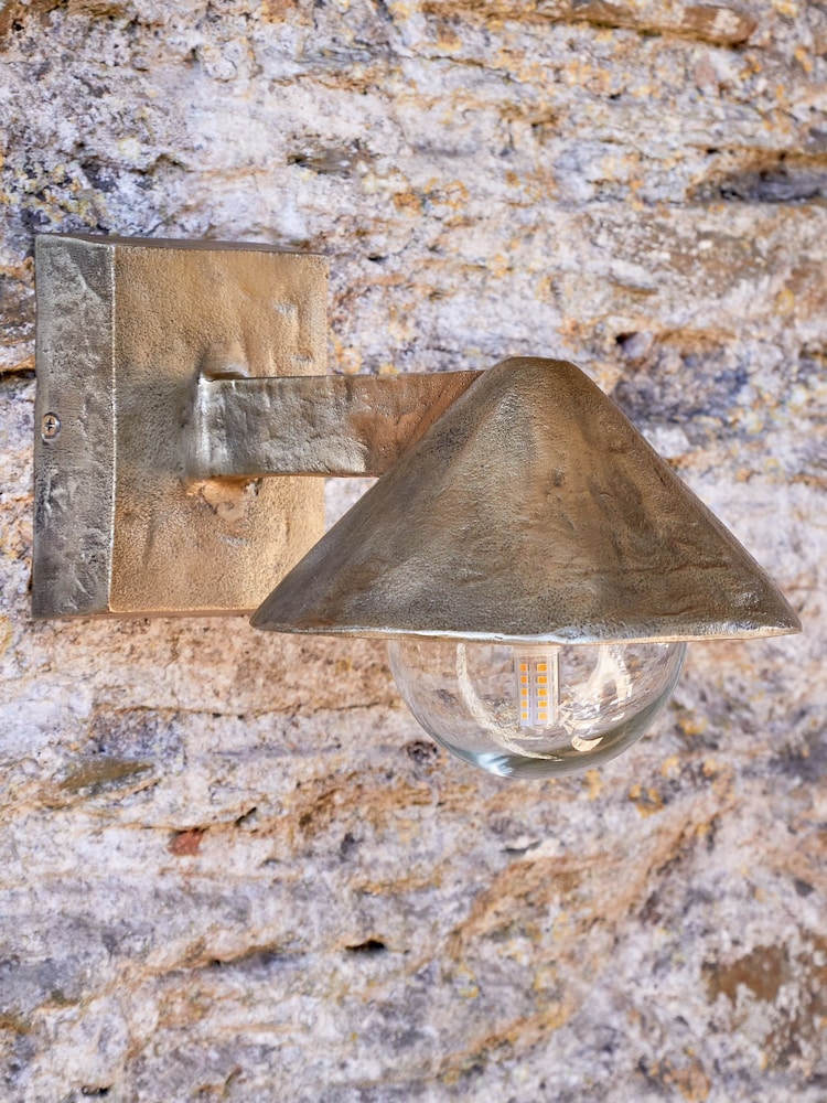 Nkuku Antique Brass Rhya Outdoor Wall Lamp - Image 1 of 3 Nkuku Antique Brass Rhya Outdoor Wall Lamp - Image 1 of 3