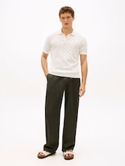 Tommy Hilfiger Cream Regular Fit Pointelle Polo Shirt - Image 2 of 5