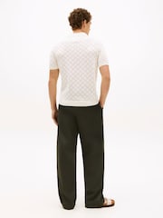 Tommy Hilfiger Cream Regular Fit Pointelle Polo Shirt - Image 3 of 5