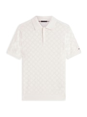 Tommy Hilfiger Cream Regular Fit Pointelle Polo Shirt - Image 5 of 5