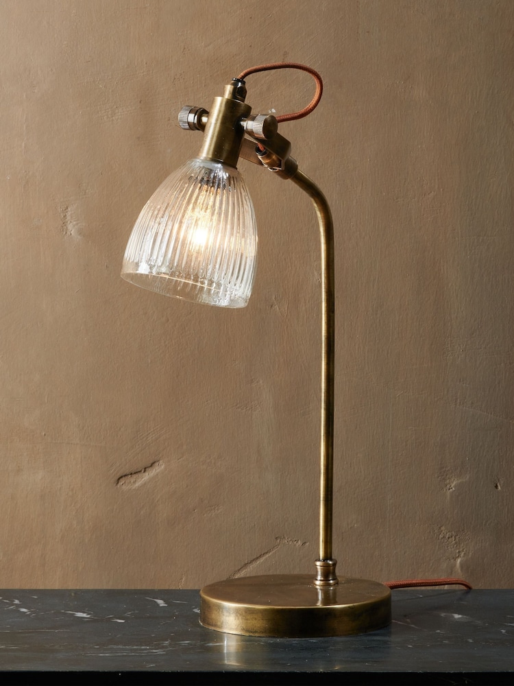 Nkuku Antique Brass Rarni Glass Table Lamp - Image 1 of 2 Nkuku Antique Brass Rarni Glass Table Lamp - Image 1 of 2