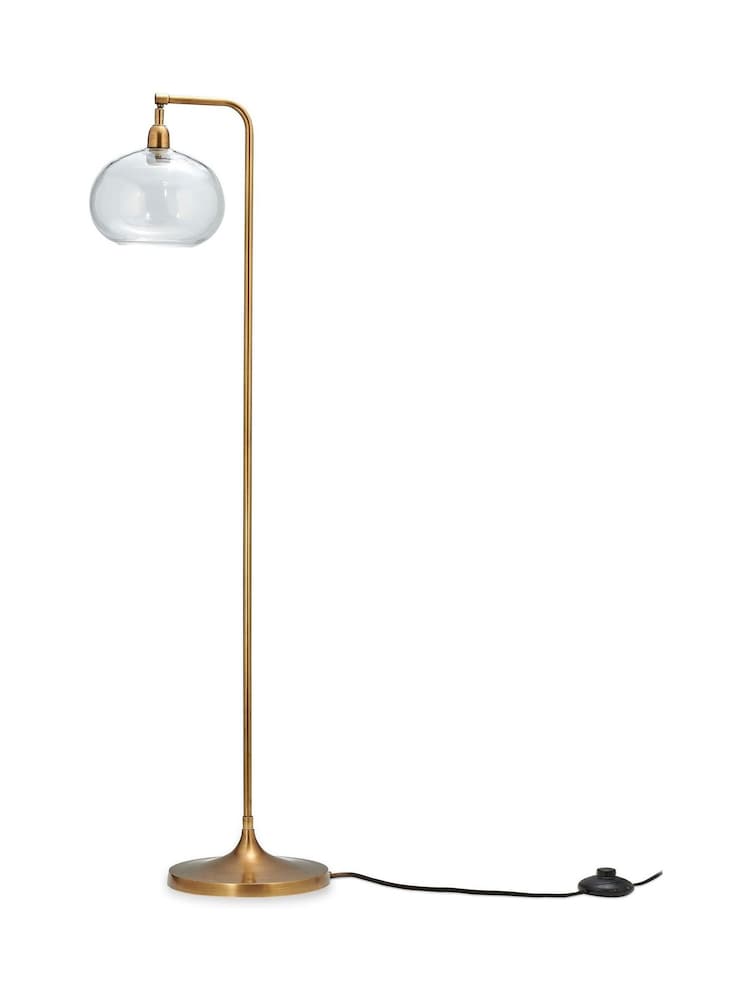 Nkuku Antique Brass Mulia Glass Floor Lamp - Image 2 of 2 Nkuku Antique Brass Mulia Glass Floor Lamp - Image 2 of 2