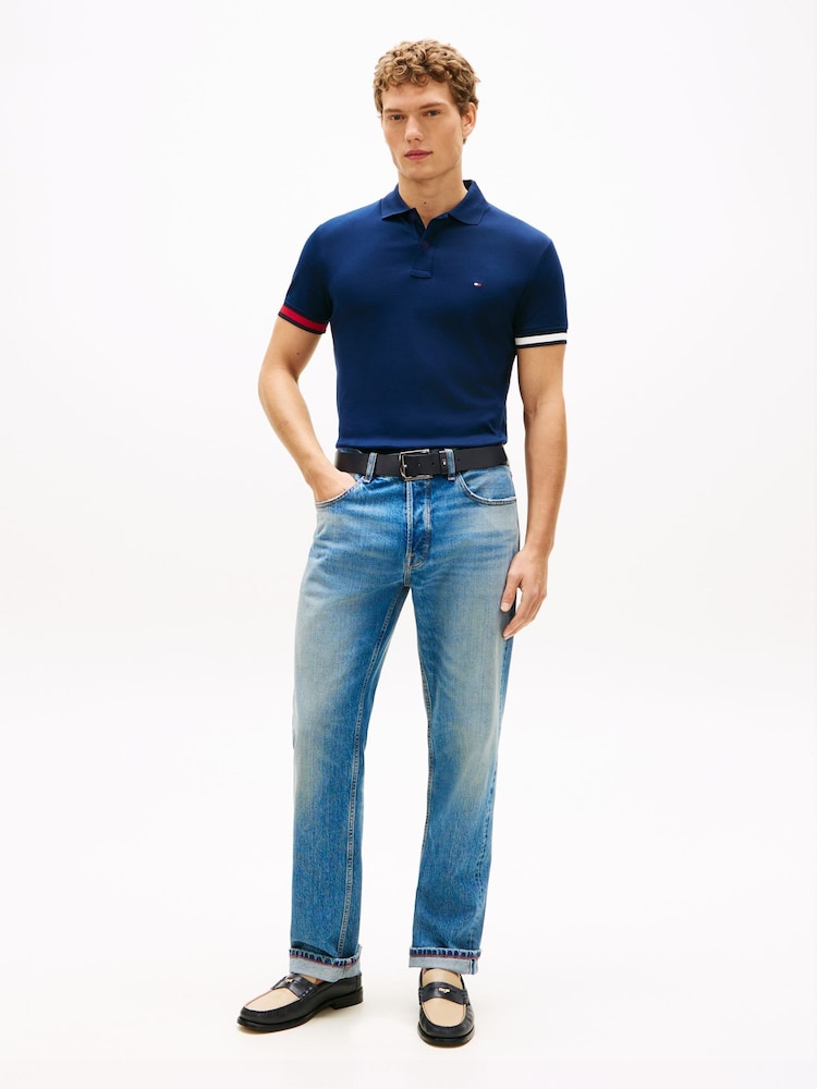 Tommy Hilfiger Slim Fit Interlock Knit Tipped Polo Shirt - صورة 2 من 5