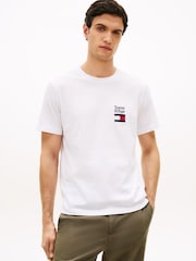 Tommy Hilfiger White Logo Embroidery Jersey Crew Neck T-Shirt - Image 1 of 5