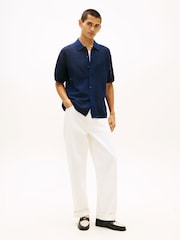 Tommy Hilfiger Blue Smart Casual Relaxed Fit Waffle Knit Shirt - Image 2 of 5