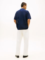 Tommy Hilfiger Blue Smart Casual Relaxed Fit Waffle Knit Shirt - Image 3 of 5