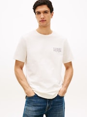 Tommy Hilfiger Cream Heritage Back Logo Textured Jersey T-Shirt - Image 1 of 5
