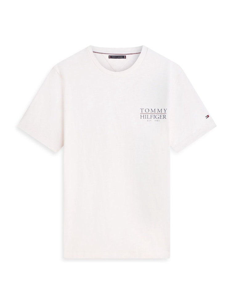 Tommy Hilfiger Cream Heritage Back Logo Textured Jersey T-Shirt - Image 5 of 5