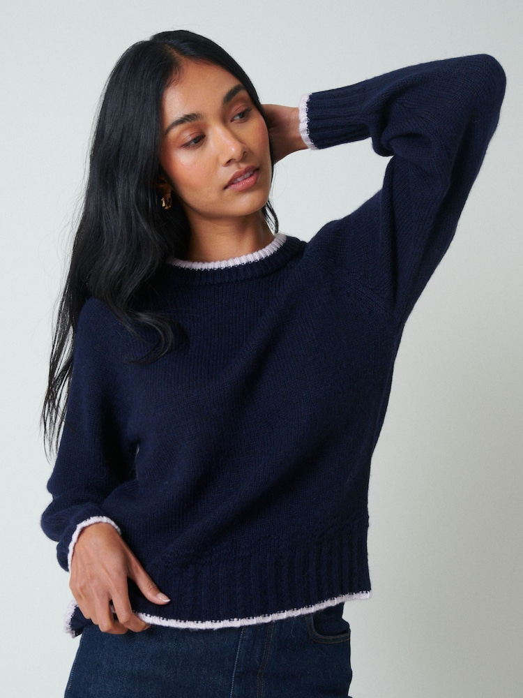 Nobodys Child Blue Bow Back Relaxed Jumper - Image 1 of 5 Nobodys Child Blue Bow Back Relaxed Jumper - Image 1 of 5