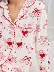 Chelsea Peers Valentine's Cherubs Print Long Pyjamas Set - תמונה 5 מתוך 7