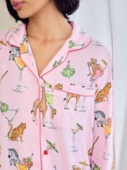 Chelsea Peers Martini Animals Print Long Pyjamas Set - תמונה 3 מתוך 5