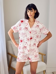 Chelsea Peers Pink Short Pyjamas Valentine's Cherubs Print Long Pyjamas Set - Image 1 of 5