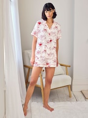 Chelsea Peers Pink Short Pyjamas Valentine's Cherubs Print Long Pyjamas Set - Image 4 of 5
