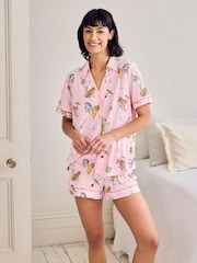 Chelsea Peers Pink Short Sleeve Martini Animals Print Long Pyjamas Set - Image 1 of 7