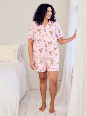 Chelsea Peers Pink Short Sleeve Martini Animals Print Long Pyjamas Set - Image 6 of 7