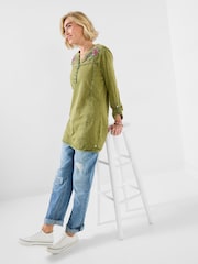 Joe Browns Green Boho Embroidered Jersey Tunic Top - Image 1 of 5