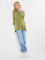 Joe Browns Green Boho Embroidered Jersey Tunic Top - Image 3 of 5