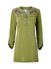 Joe Browns Green Boho Embroidered Jersey Tunic Top - Image 5 of 5
