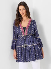 Joe Browns Blue Festival Vibes Beaded Tunic - Image 2 of 8