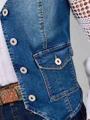 Joe Browns Blue Dixie Stretch Denim Waistcoat - Image 6 of 7