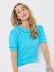 Joe Browns Blue Flora Trim Insert T-Shirt - Image 1 of 5