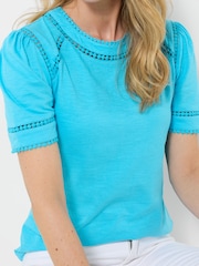 Joe Browns Blue Flora Trim Insert T-Shirt - Image 4 of 5
