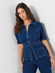 Joe Browns Blue Suki Stretch Denim Jumpsuit - Image 5 of 6