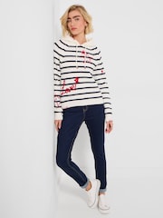 Joe Browns Cream Dotty Embroidered Stripe Knitted Hoodie - Image 4 of 9
