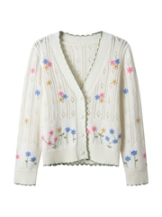 Joe Browns White Spring Florals Embroidered Cardigan - Image 5 of 5