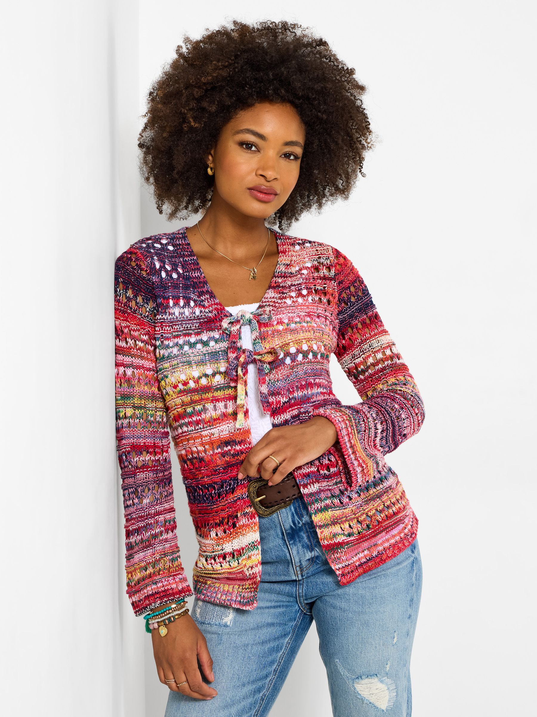 Buy Joe Browns Red Alessa Open Knit Tie Front Cardigan from the