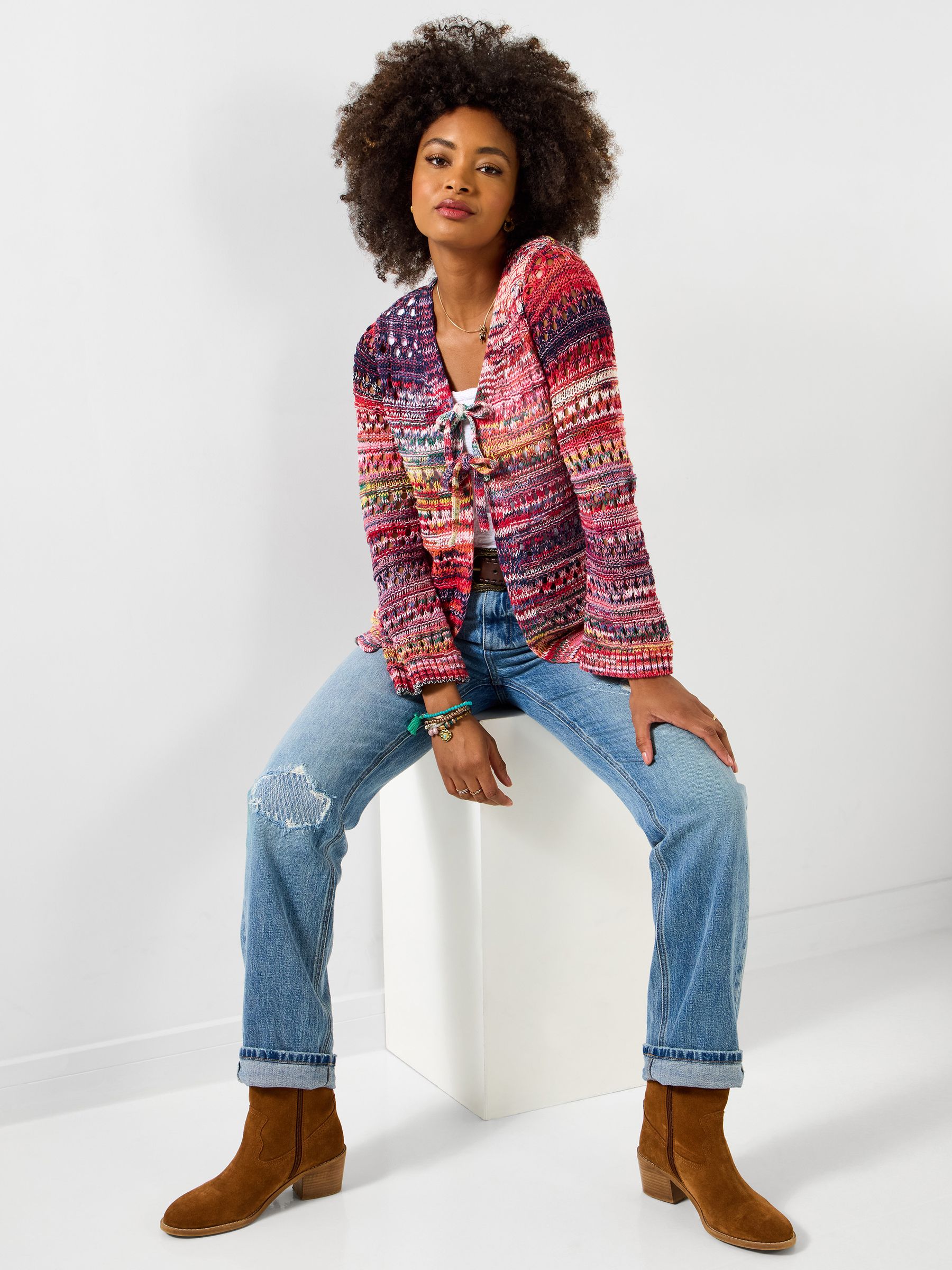 Buy Joe Browns Red Alessa Open Knit Tie Front Cardigan from the