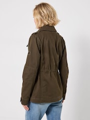Joe Browns Green Embroidered Military-Inspired Casual Jacket - Image 4 of 8