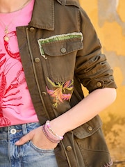 Joe Browns Green Embroidered Military-Inspired Casual Jacket - Image 6 of 8