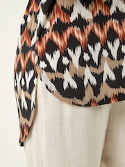 Roman Black Abstract Print Stretch Top - Image 5 of 5