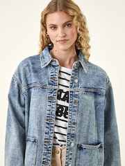 Roman Blue Denim Button Front Pocket Jacket - Image 4 of 5