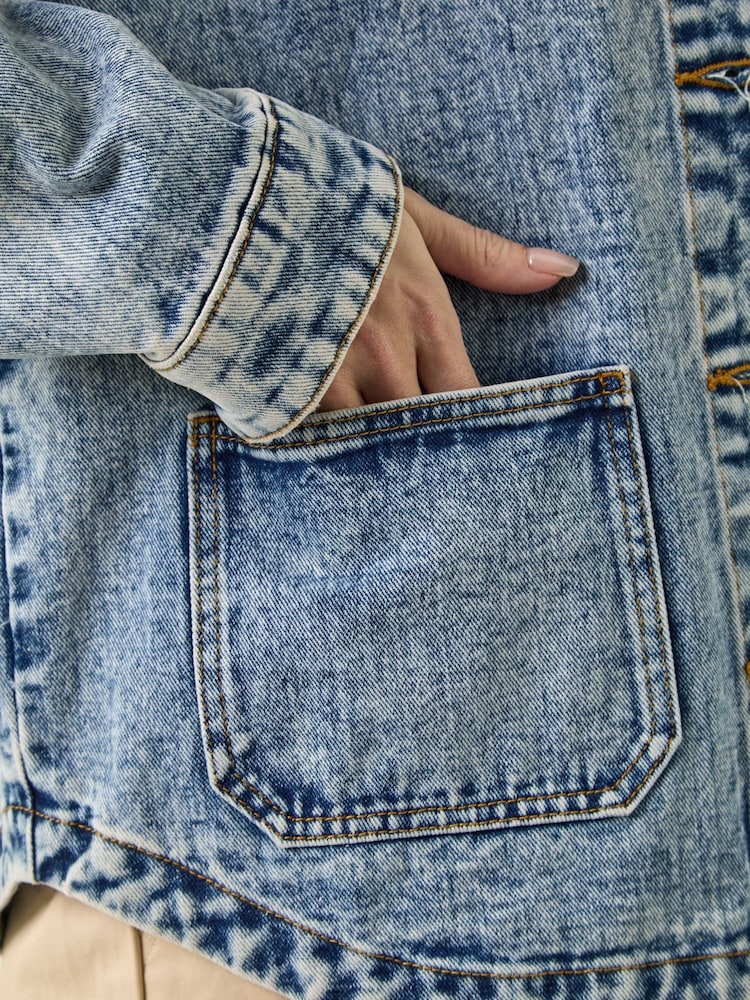 Roman Blue Denim Button Front Pocket Jacket - Image 5 of 5