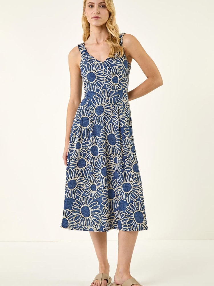 Roman Floral Puff Midi Dress - Image 2 of 5