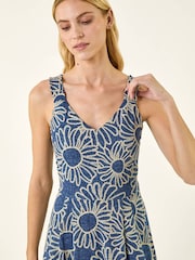 Roman Floral Puff Midi Dress - Image 4 of 5