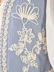Roman Blue Floral Detail Waistcoat - Image 5 of 5
