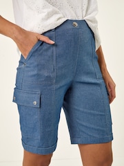 Roman Blue Cargo Front Seam Shorts - Image 1 of 5