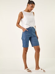 Roman Blue Cargo Front Seam Shorts - Image 2 of 5