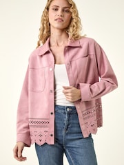 Roman Pink Faux Suede Cut Out Shacket - Image 1 of 5