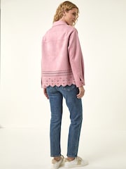 Roman Pink Faux Suede Cut Out Shacket - Image 3 of 5