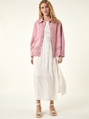 Roman Pink Faux Suede Cut Out Shacket - Image 4 of 5