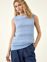 Roman Blue Stripe Knitted Vest - Image 1 of 5
