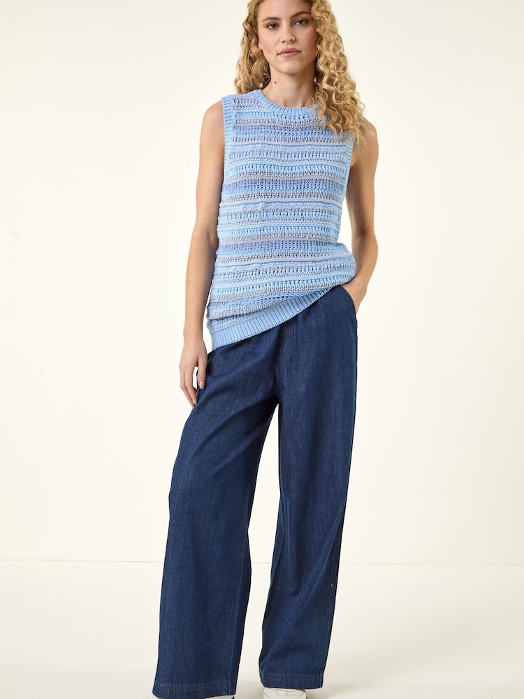 Roman Blue Stripe Knitted Vest - Image 2 of 5